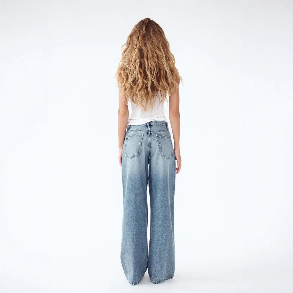 New Women's Vintage Straight Leg Jeans, Diagonal Button Detail High Waist Casual Denim Pants for Daily Wear