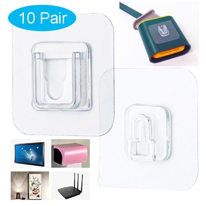 10 Pairs Double Sided Adhesive Wall Hooks Waterproof Clothes Hats Towel Hooks