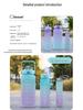 Gradient Color Large-Capacity Frosted Sports Water Bottle with Straw - 3-Piece Set