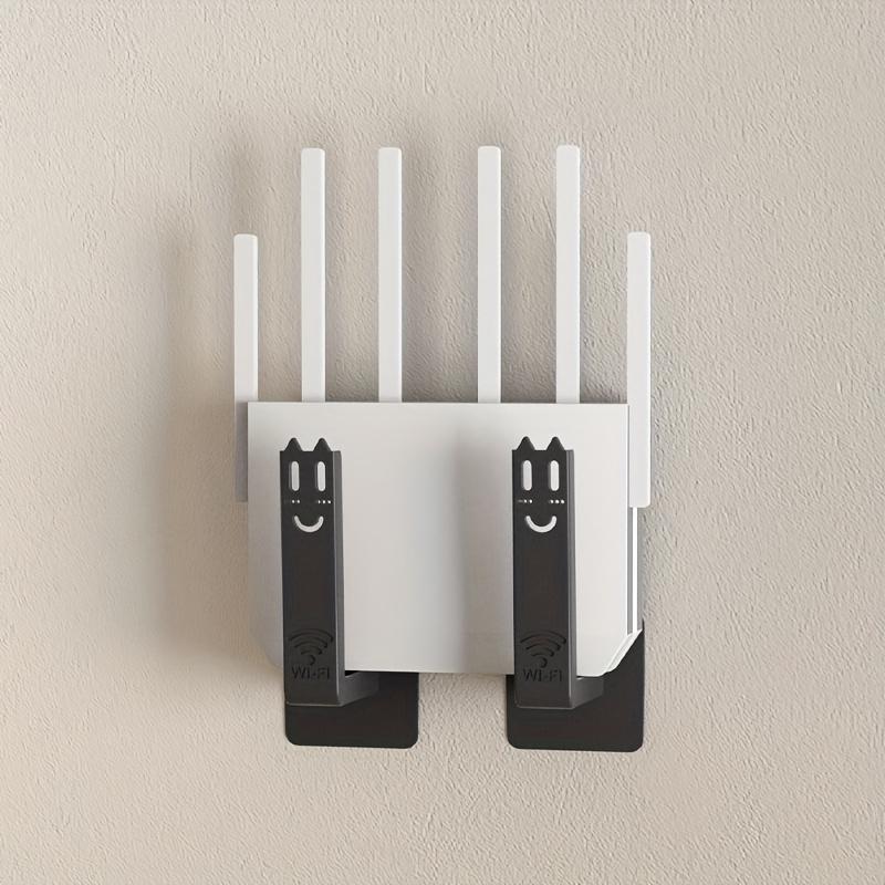 2Pcs Drill-Free Router Mounting Racks Wall Mounted Set Top Box Holder For Living Room Practical Organizer With Auxiliary Hooks