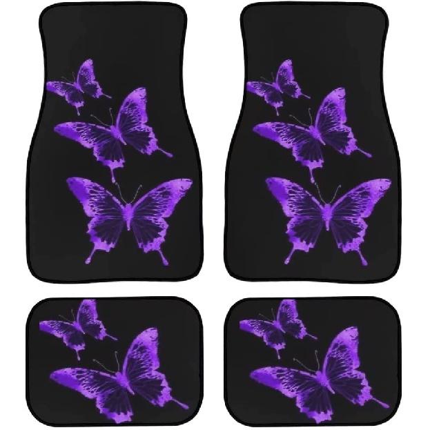 

Полный набор из 4 шт. автомобильных ковриков с резиновой подложкой и бабочками, автомобильные коврики, передние и задние одеяла для ног, универсальные, подходят для