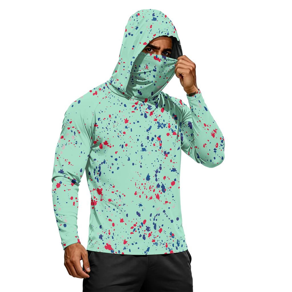 Herren Sommer Schnelltrocknend Langarm T-Shirt Sonnenschutzkleidung Angeln Fitness Sport Hded Langarm Top