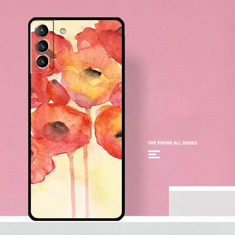Poppy Flower Bloom Phone Case For Samsung Galaxy S25 S26 Ultra S20 S21 S22 S23 S24 S10 Plus S25 FE Cover Coque