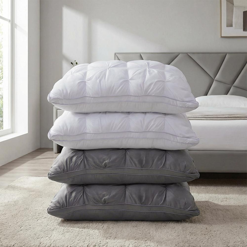 1/2-Pack 3D Bread-Shaped White Pleated Pillow – Ergonomic Neck & Spine Support, Moisture-Wicking, Ideal for Relaxing Sleep, Bedroom, 74×48cm