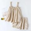Women's Summer Cotton Gauze Pajama Set - Korean Camisole & Shorts, Sweet and Loose Homewear.