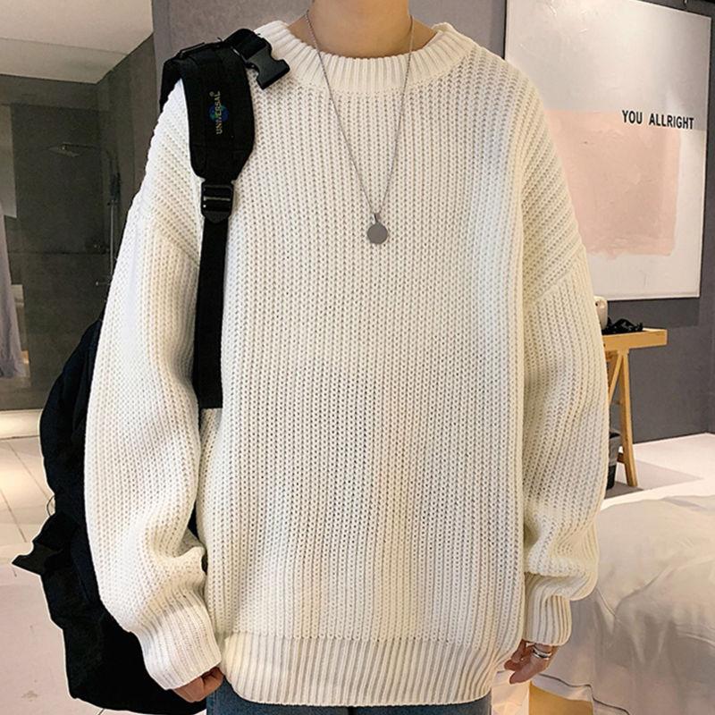 Vinter varm og komfortabel løs genser menns allsidig genser med fortykket bunn