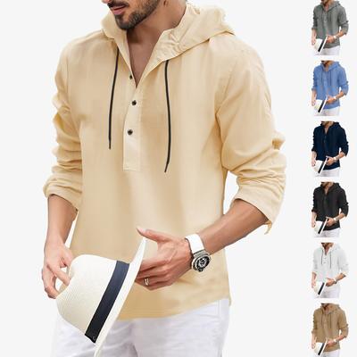 Heren T-shirt Hoodie met knopen Losse Casual Top met lange mouwen Sweatshirt met capuchon