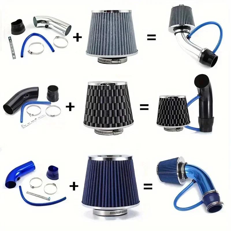 NEW 76mm Car Refitted Winter Mushroom Head Air Filter Intake Pipe Filter High Flow High Cold Air Filter Aluminum Pipe Kit
