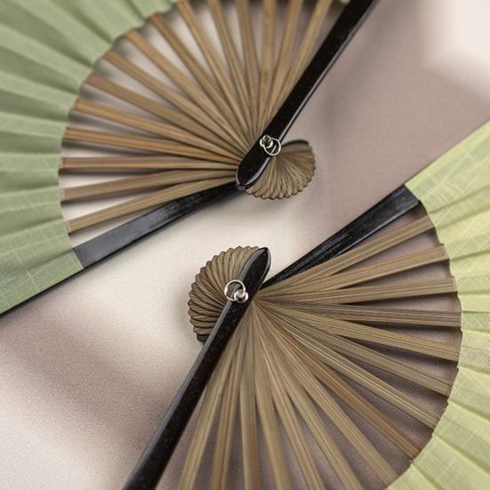 Vintage Baumwoll-Faltfächer Muschelform Bambusrippen Handfächer Tragbarer Sommer-Stofffächer Dekoration Partyzubehör