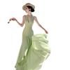 Summer New Niche Design Sense Neck Halter Vacation Dress Sexy Slim Collar Dress