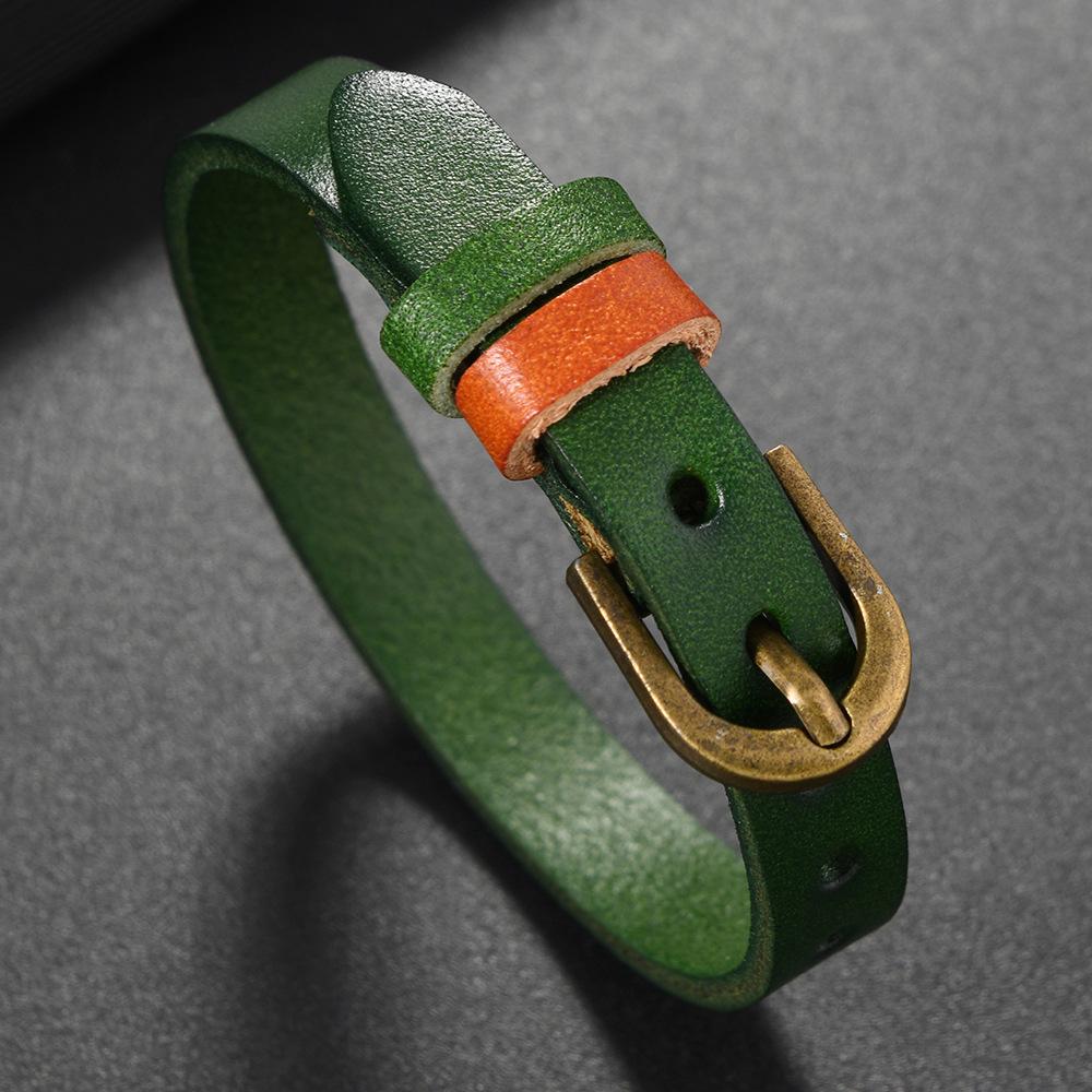 

Punk Rock Cowhide Bracelets for Women Men Retro Genuine Leather Bracelet European and American Luxury Friendship Gift Jewelry