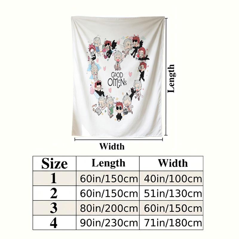 Good Omens Wall Tapestry Aesthetic Wall Hanging Printed Fabric Blanket Decorative Tapestries For Bedroom Living Room Home Decor