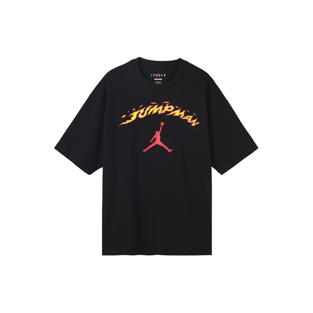 Jordan American Retro Logo Cartoon Print Crew Neck Oversized Short Sleeve T-Shirt With Drop Shoulder Men Tops Black FJ7685-010