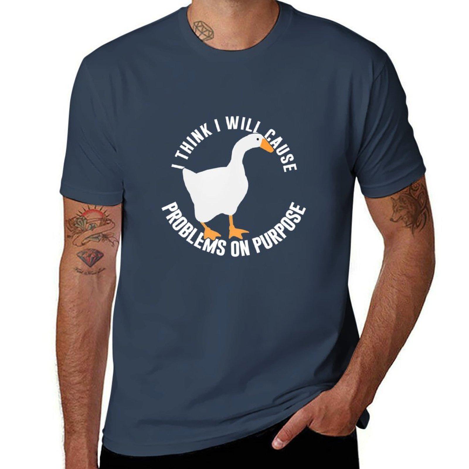 Untitled Goose Game I Think I Will Cause Problem On Purpose Tshirt Quick Dry Training Short Sleeve Tee S