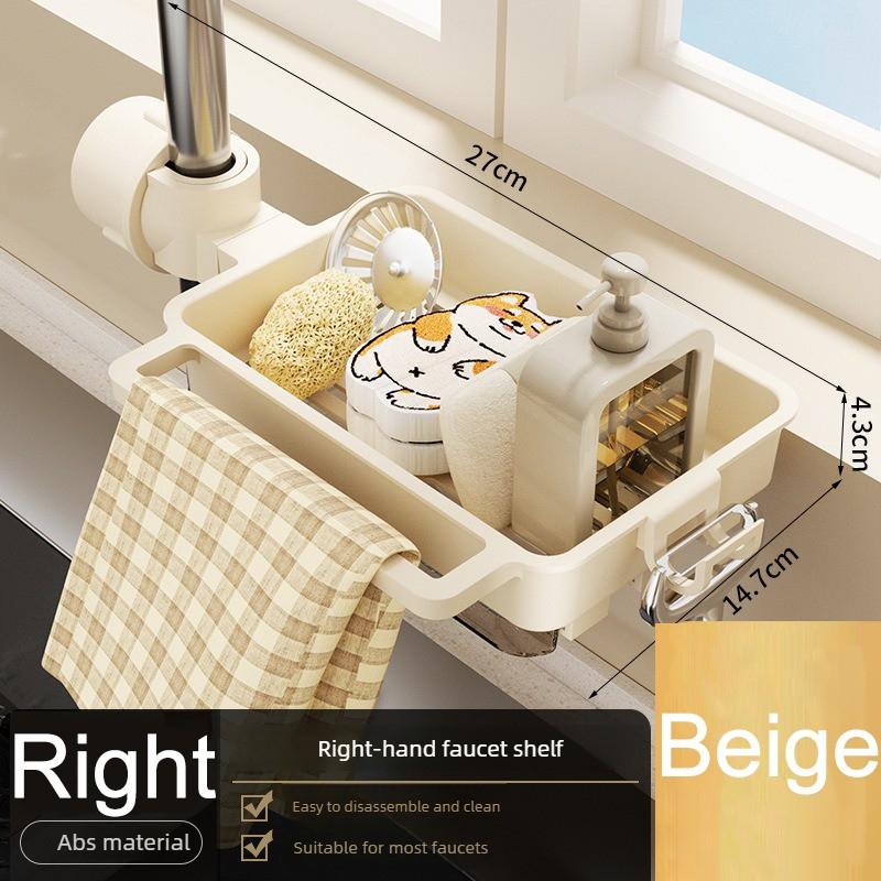 Kitchen ABS Sink Drain Rack Sponge Storage Faucet Holder Soap Drainer Shelf Basket Organizer Bathroom Accessories