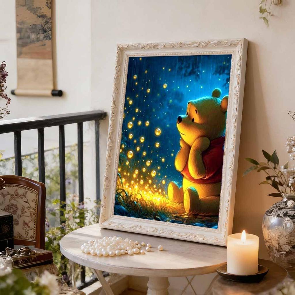 Disney Winnie The Pooh Mosaic Painting Handmade Pearl Embroidery Artwork for Christmas Gift for The Recipient Home Decor Design