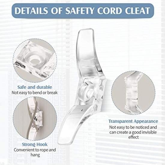 Jetec 12 Sets Window Blind Cord Cleats Safety Cord Cleats for Blinds with Screws Plastic Transparent for Home Office Window Curta Sun Shades Ropes