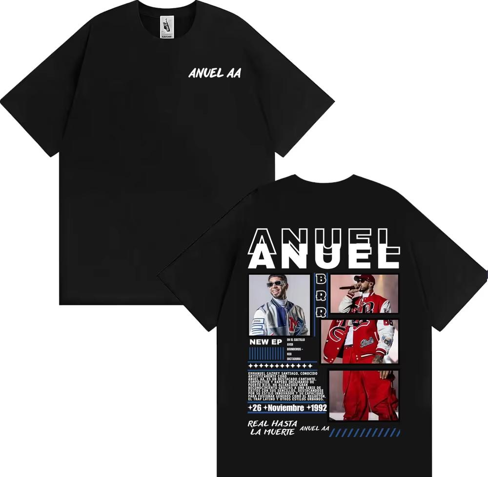 

Rapper Anuel AA Rhlm 2 Album Tour Tshirts 2026 Spring summer Fashion Hip Hop Luxury Casual Vintage Short Sleeve Top Unisex S