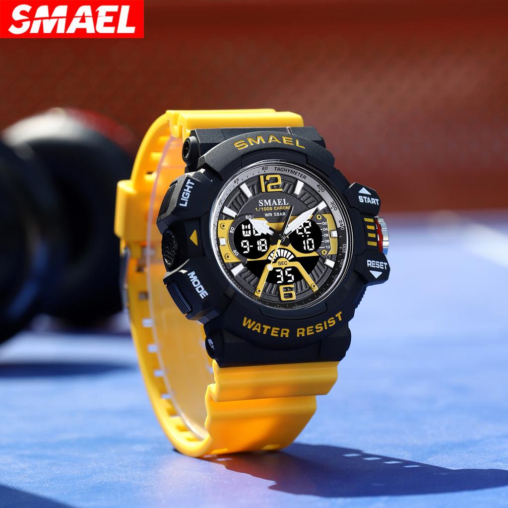 SMAEL Sportovní hodinky Pánské 50M Vodotěsné náramkové hodinky Dual Time Display Multifunkční Sportovní hodiny 8065 Pánské hodinky Digital