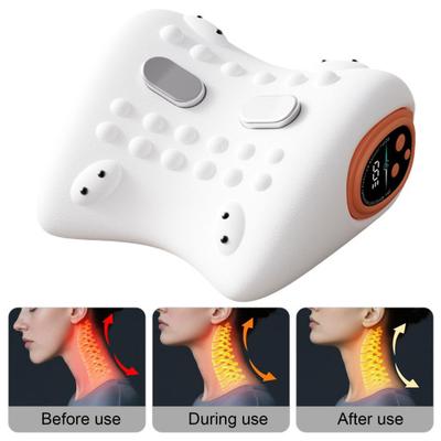 Yousheng Cervical Massage Pillow Ergonomic Neck Massager with 3 Modes Wave Vibration Heat Therapy Adjustable Temperature Muscle Relaxation Pillow
