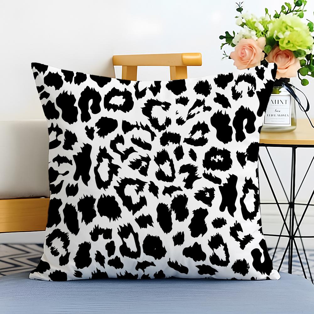 Pattern Trendy Leopard Print Texture Cushion Cover Washable Linen Pillowcase Soft For Sofa Bed Cozy Home Room Decor