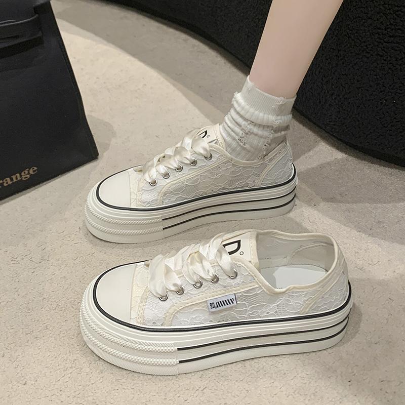 Thick Bottom Mesh Shoes Women Fashion Bling Platform Vulcanized Sneakers Designer Summer Casual Sports Canvas Trainers Footwear