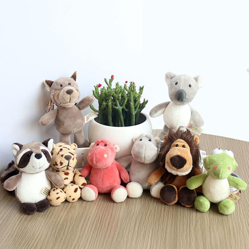 Cute Cartoon Animal Plush Keychain Elephant Turtle Lion Wolf Hippopotamus Koala Raccoon Tiger Cat Deer Bear Plush Soft Toy Girl