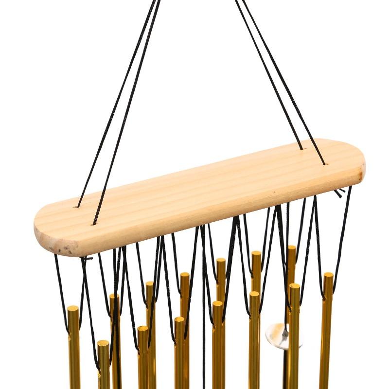Simple Style Wooden Wind Chime with Metal Tubes Outdoor Indoor Hanging Decor