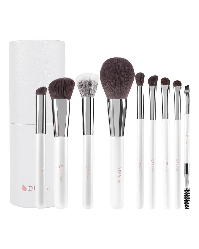 DUcare Professional 9Pcs Makeup Brush Set, Foundation Blending Concealer Blush Eyeshadow Contour Powder Brush with Travel Case