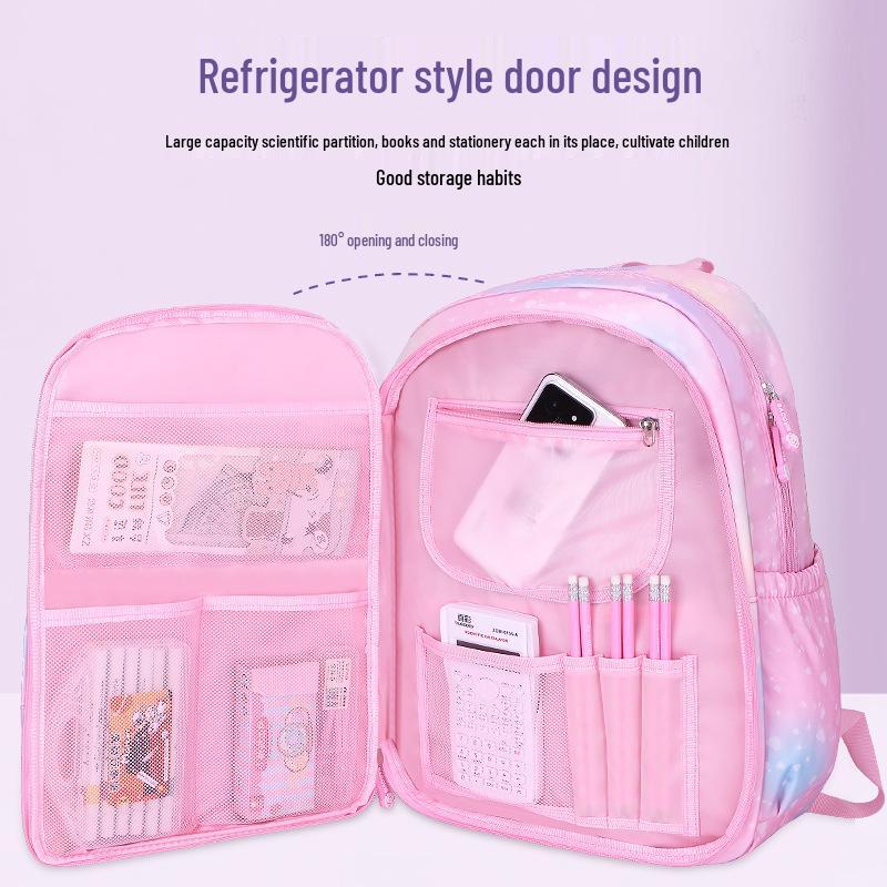 Rainbow-Design Large Capacity Backpack for Girls, Grades 1-6