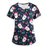 Plus SizePrinted Scrub Working Uniform Tops For Women's Cross V-Neck Print Short Sleeve Fun T-Shirts Workwear Tee With Pockets