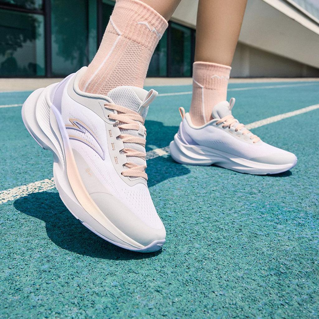 Anta Intercity Comfortable Outdoor Shock Absorbing Wear Resistant Low Top Casual Running Shoes Women Sneaker Gray White Purple 122445507-3