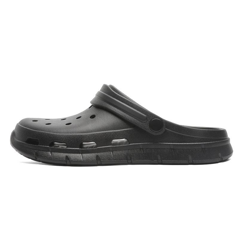 Hole Shoes Men's Solid Color Simple Thick-soled Non-slip Couple Beach Cool Slippers Heightened Deodorant Eva Slippers