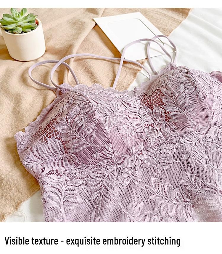 Butterfly Lace Wrap Chest Cross Strappy Tank Top with Pads - Sexy, Thin Bandeau Base Layer Lingerie for Women