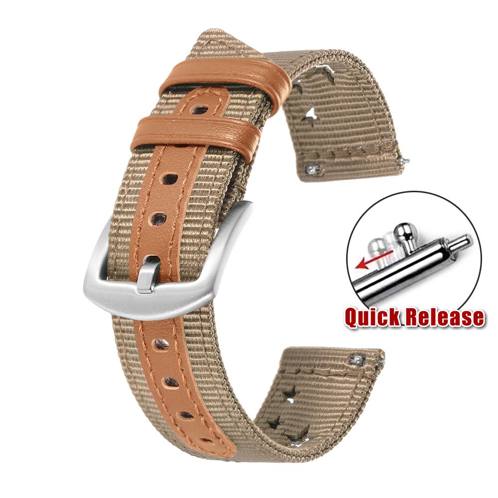 Nylon Watch Band 18mm 20mm 22mm for Seiko for Omega Breathable Nylon Leather Strap Quick Release Bracelet Smartwatch Wrist Bands