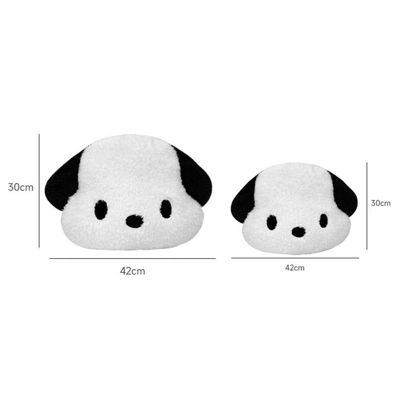 Niedliches schwarz-weißes Hunde-Auto-Kopfstützenkissen aus Plüsch, bequem und bequem
