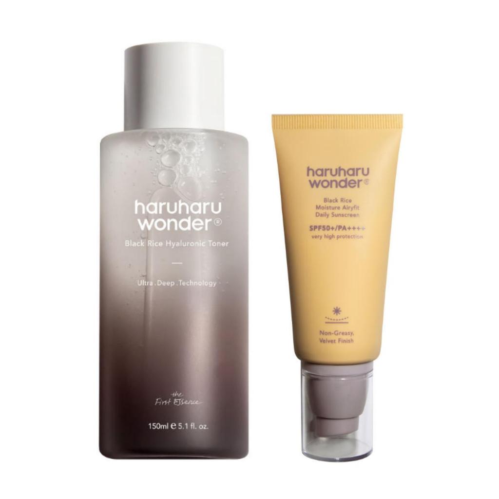 HARUHARU WONDER Black Rice Moisture Airyfit Daily Sunscreen  50ml+ Black Rice Hyaluronic Toner 150ml