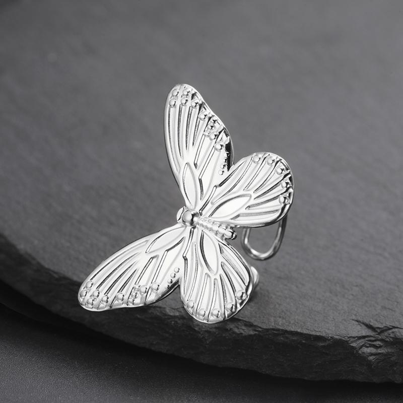 Stainless Steel Adjustable Butterfly Women'S Ring Gold Plated Finger Rings Trendy Jewelry Birthday Gift