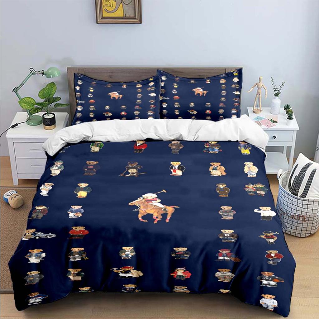 Hot Sale Fashion Bear Bedding Set Single Twin Full King Size Cute Animals Bed Linen Adults Teens Bedroom Luxury Gift