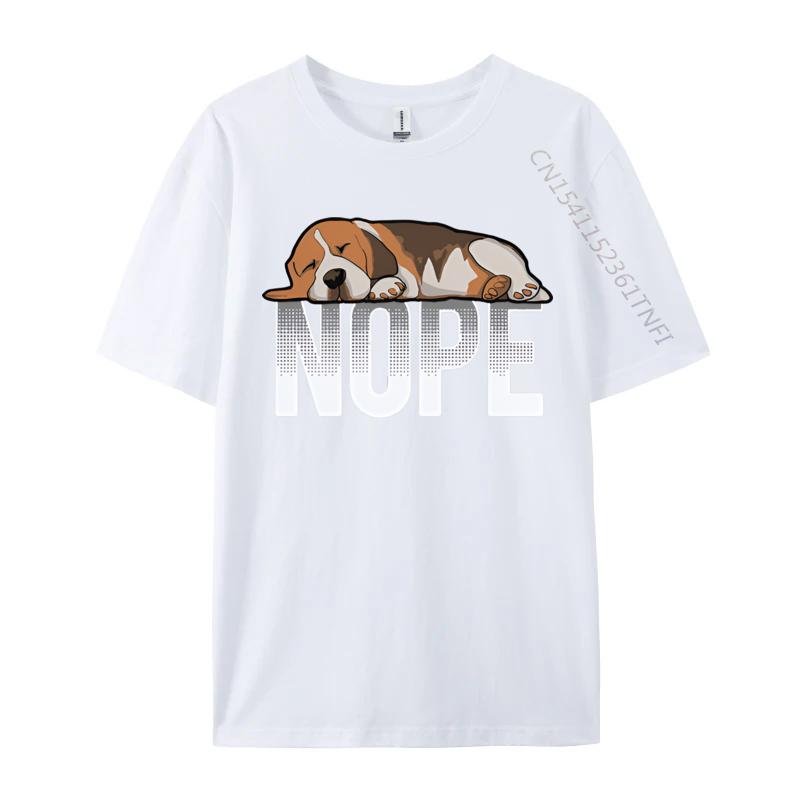 Beagle Dog Nope Vintage Tshirt Mens All Cotton Loose Fitting Oversized Tshirt Top Grahpic Tee Shirt