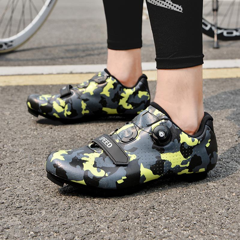 3348 Cycling Shoes Rotating Buttons No Lock Mountain Road Men's Women's Large Camouflage Couple