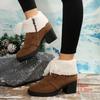 Fashion Winter Women Fur Snow Ankle Boots Suede High Heels Shoes Designer 2025 New Short Plush Warm Shoes Chelsea Goth Pumps Botas Mujer