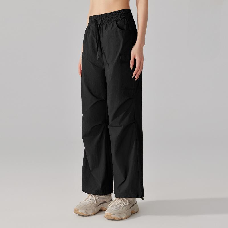Рабочие брюки Женские брюки Весенние и летние спортивные брюки для бега Широкие ветрозащитные брюки S чёрный