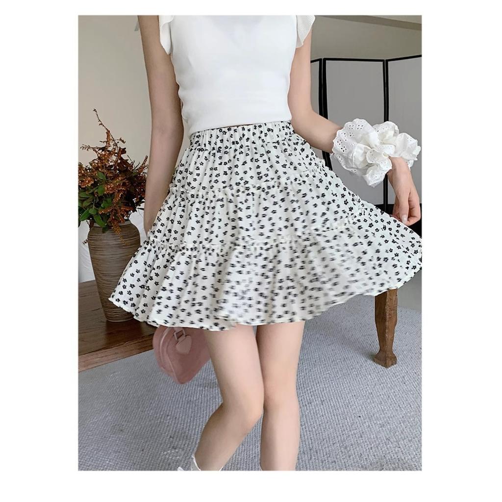 Women's High Waist A-Line Floral Tiered Ruffle Mini Skirt Plus Size Casual Boho