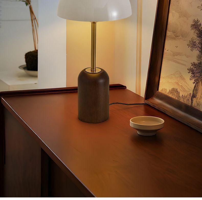 Mid-Century French Retro Solid Wood Bedside Lamp with Wabi-Sabi Style for Bedroom or Living Room