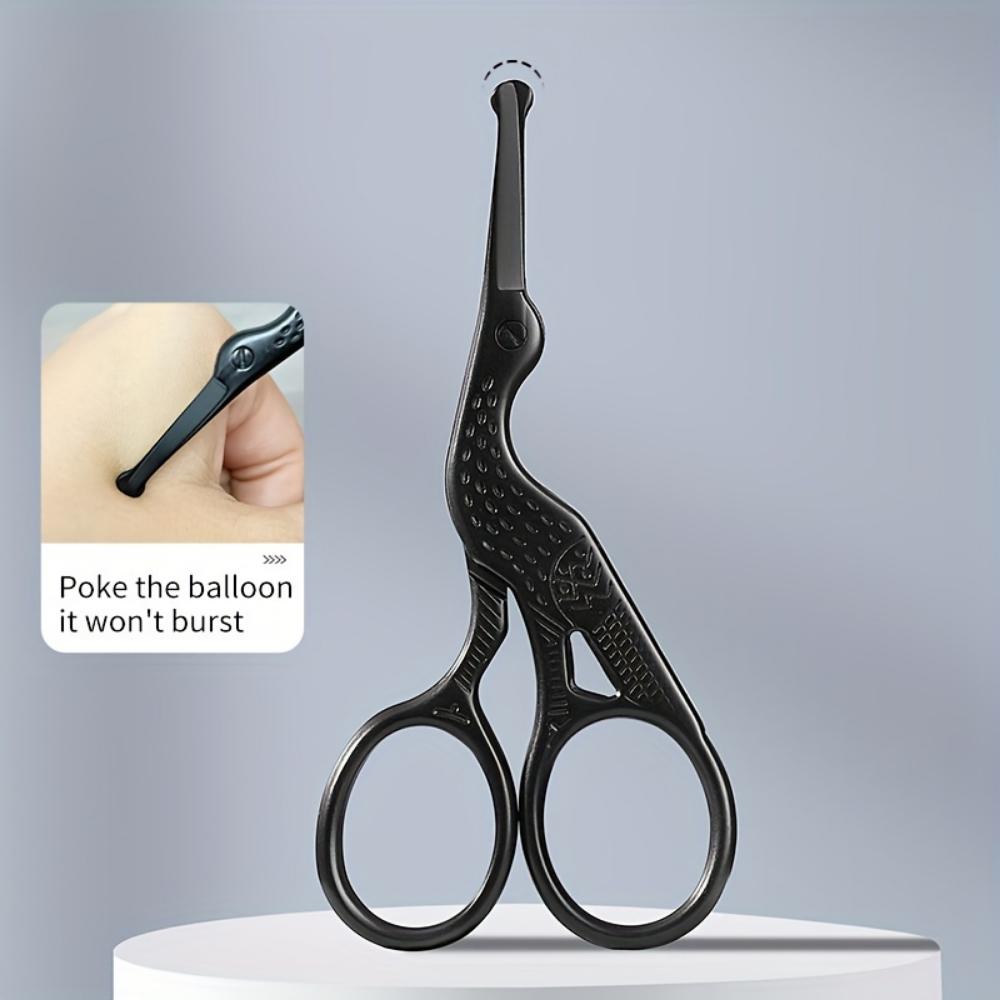 Ciseaux à poils de nez à tête ronde en acier inoxydable, ciseaux à sourcils, poils de nez, barbe, poils d'oreilles, ciseaux à sourcils en acier inoxydable, ciseaux à cheveux pour hommes et femmes