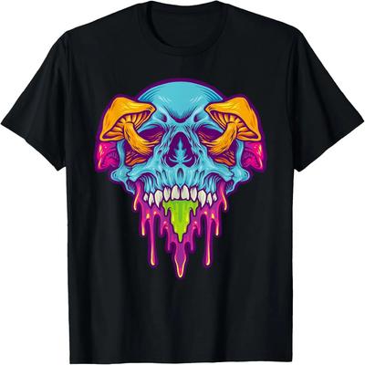 Cool Psychedelic Trippy Skull Mushroom T-Shirt
