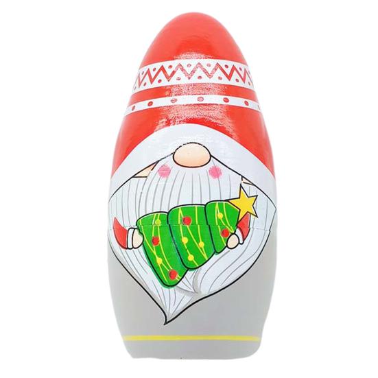 5Pcs/Set Christmas Gnome Russian Nesting Doll 5 Layers Handmade Wooden Matryoshka Santa Dwarf Elf Stacking Toy Desktop Figurine Decoration