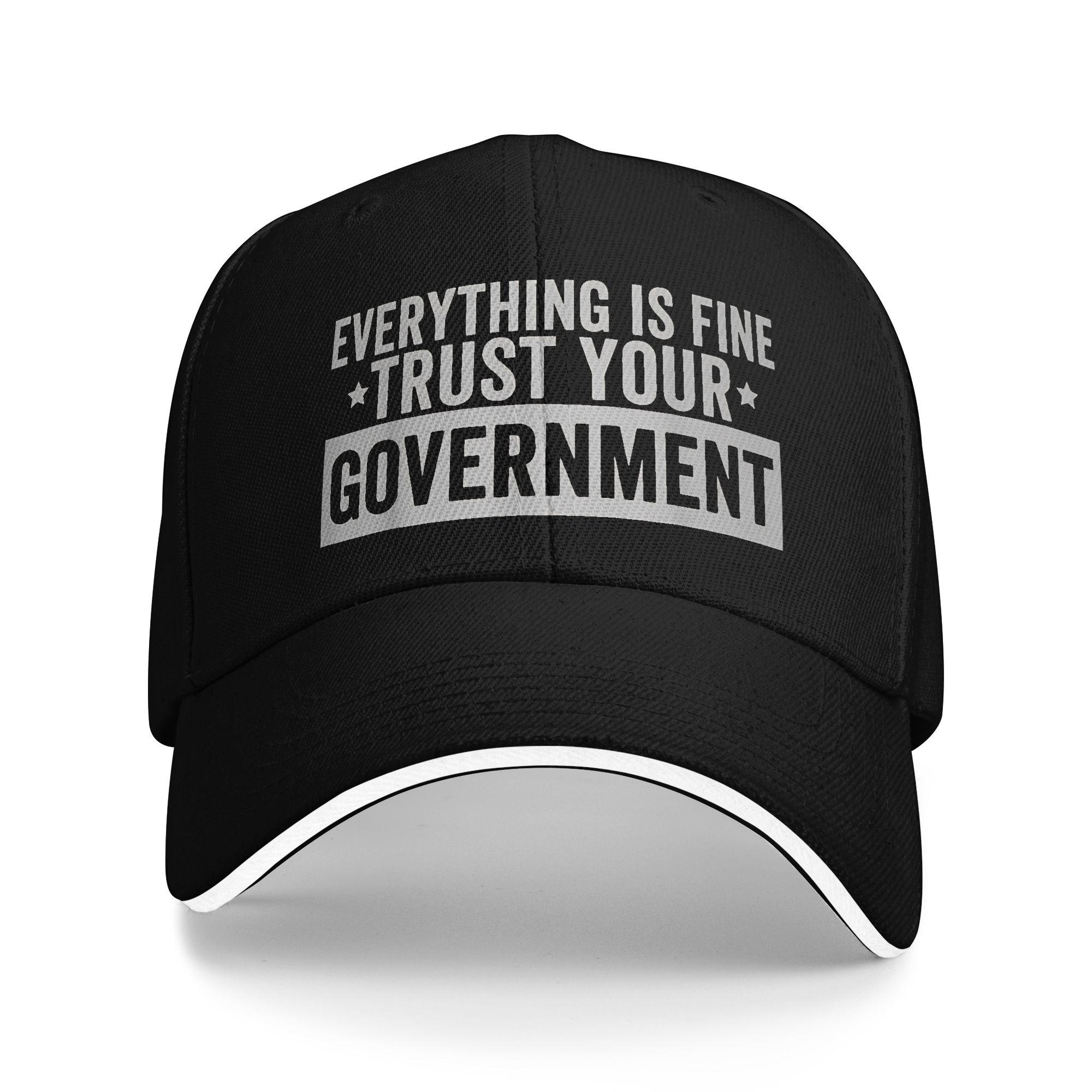 Eoo CAp Vintage Alles Gaat Goed Vertrouw Je Overheid Unisex Baseballpet Unisex Dames Snapback Hoed Buiten Alle Seizoenen Verstelbare Pasvorm Zon Hoed One Size