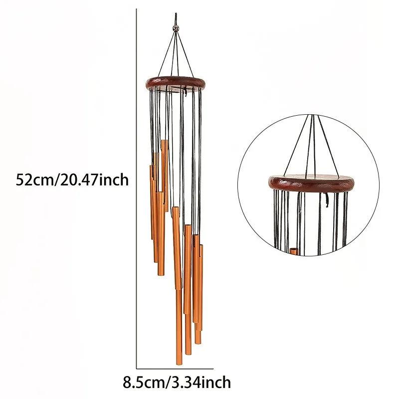 1piece 12 Tubes Aluminum Alloy Wind Chimes with Hook Gold/silver Bells for Outside Home Wedding Party Memorial Decoration Gifts